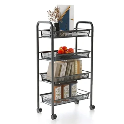 Abbildung von Leogreen Lagerwagen, Aufbewahrungsmöbel, 4 Lagen, 83,5 x 46 27 cm, Schwarz, Material: Eisen