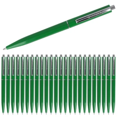 Abbildung von Westcott Kugelschreiber ALLTIME Grün 25 Stück Vorteilspack Druckkugelschreiber mit grüner Tinte Strichstärke M X20 Standardmine Dokumentenecht ISO 12757 2 Stabiler Metallclip E 737463 00