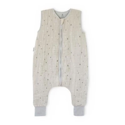 Abbildung von Ehrenkind® Baby Sommerschlafsack mit Füßen Musselin aus weicher OEKO TEX zertifizierter Bio Baumwolle Sommer Schlafsack 1 TOG Gr. 100 Farbe Natur Graue Tropfen