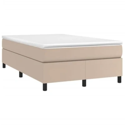 Abbildung von vidaXL Bettgestell, Polsterbett Bett für Schlafzimmer, Bettrahmen mit Lattenrost, Kunstlederbett Doppelbett, Cappuccino Braun 120x200cm Kunstleder