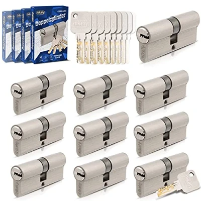 Abbildung von GERCAR Pro Gleichschließend 10x Schließzylinder 30/40 Set 10 Profilzylinder inkl. 50 Schlüssel 70 mm Türschloss Zylinderschloss 10er Zylinder Länge: 70mm, A:30 B:40 Schließsystem