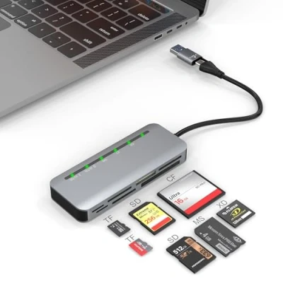 Abbildung von USB C Kartenleser SD XD Memory Stick Kartenleser, Multi für SDXC SDHC/TF/CF CFI/XD/MS mit C/USB3.0 Adapter, 5 Gbit/s Pro Duo Lesen Sie gleichzeitig Karten