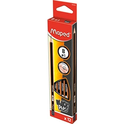 Abbildung von 12 x Maped Bleistift Black&#039;Peps Classic B dunkelgrau/orange