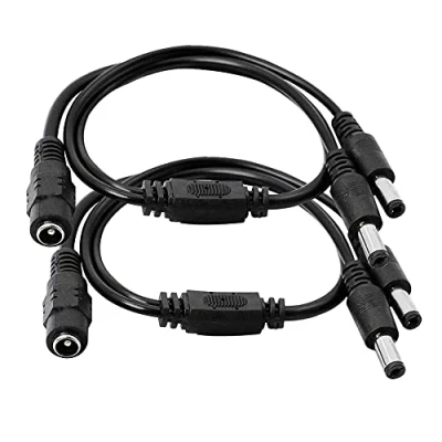 Abbildung von GINTOOYUN 2PCS 5,5x2,1 mm 1 2 poliges DC Stromkabel mit poligem Splitter für CCTV Überwachungskameras, Überwachungsrouter, DVR und mehr