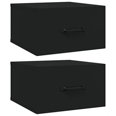 Abbildung von vidaXL 2X Wand Nachttisch Hängend Nachtschrank Nachtkonsole Nachtkommode Schlafzimmer Schrank Kommode Wandschrank Hängeschrank Schwarz 35x35x20cm