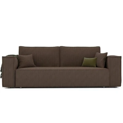 Abbildung von GREKPOL Schlafsofa mit Bettkasten 255x105 Sofa Cord Braun Schlaffunktion Couch 3 Sitzer Wohnzimmer Schlafcouch