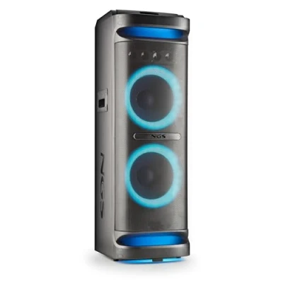 Abbildung von NGS Wild Space 3 Tragbarer Lautsprecher 4000W Bluetooth 5.3, TWS, Dualer 10&#039;&#039; Subwoofer, Horn Hochtöner, RGB LED Leuchten, USB/AUX Eingang, Doppelmikrofon, Xdrive Funktion, Fernbedienung