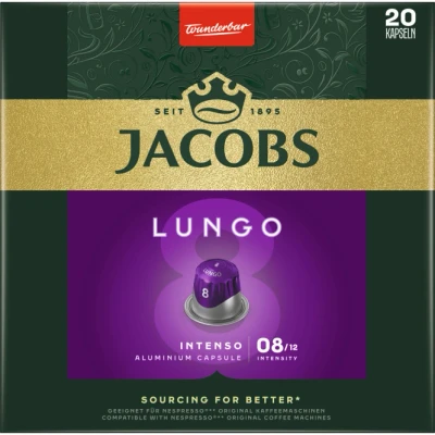 Abbildung von Jacobs Kaffeekapseln Lungo Intenso, Intensität 8 von 12, 20 Nespresso®* kompatible Kapseln für Getränke