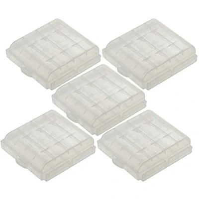 Abbildung von 5X EWANTO Batteriebox/Akkubox zu Aufbewahrung von 4 STK. Mignon (AA) oder Micro (AAA) Batterien und Akkus transparent
