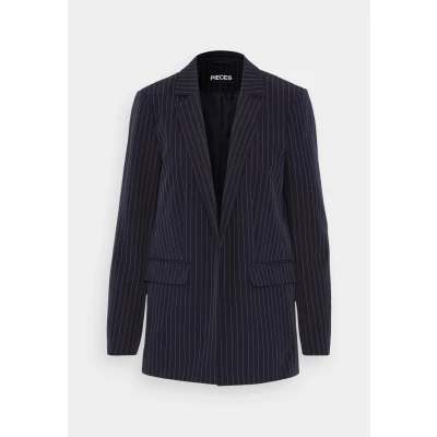 Abbildung von Pieces Pcbossy Loose Striped Blazer Kurzmantel, Damen, Größe: Small, Sky captain