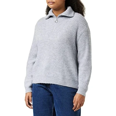 Abbildung von ONLY Onlbaker Strickpullover, Damen, Größe: Medium, Light grey melange detail