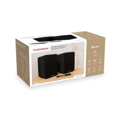 Abbildung von THOMSON WS600DUO Set mit 2 Lautsprechern Holzbox 100 W Bluetooth 5.0 Cinch Ausgänge Schwarz
