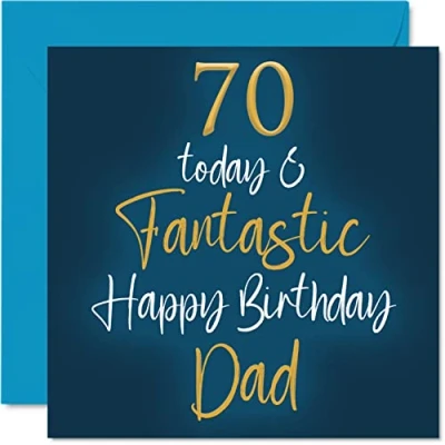 Abbildung von Fantastische Geburtstagskarte zum 70. Geburtstag für Papa 70 Today &amp; Fantastic Card for Dad from Son Daughter, Father Birthday Gifts, 145 mm x Grußkarten Geschenk