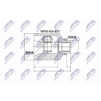 Abbildung von NTY NPW KA 307 Gelenksatz Vorderachse rechts KIA: CARNIVAL 2, / GRAND 3