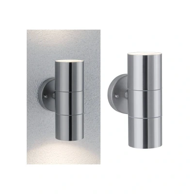 Abbildung von Paulmann Außen Wandleuchte &quot;Flame IP44 60mm max. 2x10W 230V Edelstahl gebürstet Edelstahl&quot;, 2 flammig, Leuchtmittel GU10 ohne