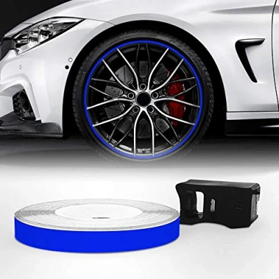 Abbildung von 4R Quattroerre.it 10345 Reflektierende Dekorstreifen für Felgen mit Applikator, Wheel Trim Stripes Blau, 7 mm x 6 mt
