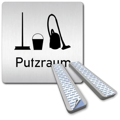 Abbildung von Türschilder24 XXL Schild Türschild 125 x mm Putzraum Hauswirtschaft Stabile Schilder aus 1,5 Aluminium Vollmaterial 100% Made in Germany (Putzraum Text + Abstandhalter)