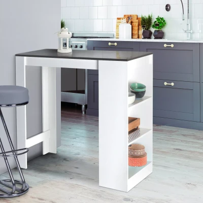 Abbildung von IDMarket Barth Bartisch für 2 bis 4 Personen, Holz, weiß, graue Platte