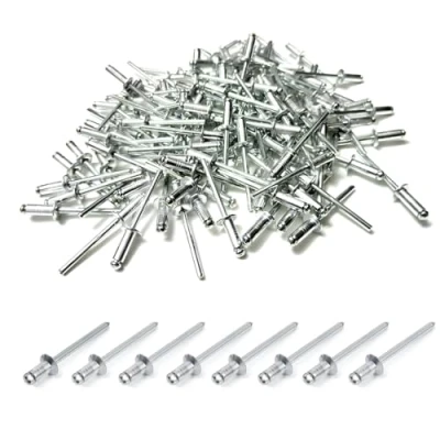 Abbildung von 100pcs Stück Alu Blindnieten Sortiment Popnieten,Pop Nieten Stahlniete,Silber Aluminium Blindnieten(Silver, 4.8x10)