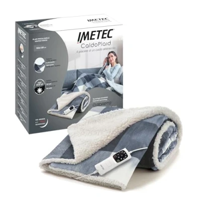 Abbildung von Imetec Adapto Tartan Grey Heizdecke, 160x120 cm Wärmedecke, aus weichem Gewebe, geringer Verbrauch, Technologie, sicher, schnelles Aufheizen, 6 Temperaturen, waschbar