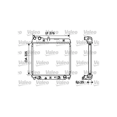Abbildung von VALEO 734218 Kühler, Motorkühlung Aluminium 325mm 378mm 26mm ohne Kühlmittelregler Kühlrippen gelötet HONDA: Jazz 2 Schrägheck