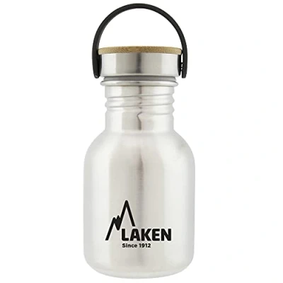 Abbildung von Laken Basic Edelstahlflasche, Trinkflasche Weite Öffnung mit Edelstah Schraubverschluss Bambo, BPA frei 0,35L, Silber