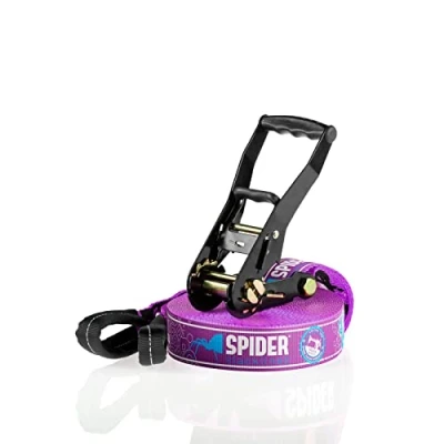 Abbildung von SPIDER Slackline TKSA1 Custom Kit erfahrene Slackliner und Anfänger Komplettset aus 15m langem Gurtband mit 1x Ratsche