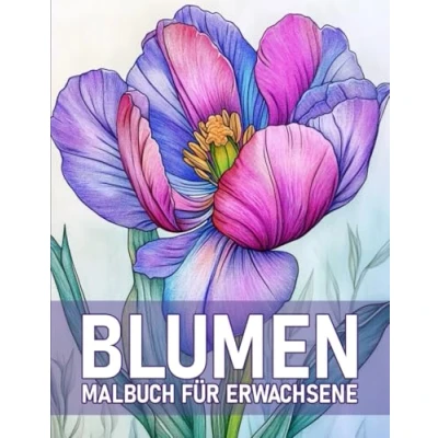 Abbildung von Blumen Malbuch für Erwachsene: Ein mit 50 wunderschönen Blumenmotiven zur Entspannung, kreativen Gestaltung und Freude an der Natur