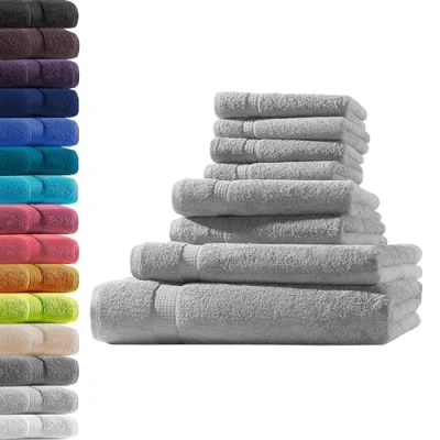Abbildung von Hometex Premium Textiles Handtuch in Qualität 500 g/m², Feinster Frottier Stoff 100% Baumwolle, 1x Badetuch + 1 Duschtuch 2 4 Gästetuch, Kuschelig weich, saugfähig, Extra schwere, flauschige Hotel
