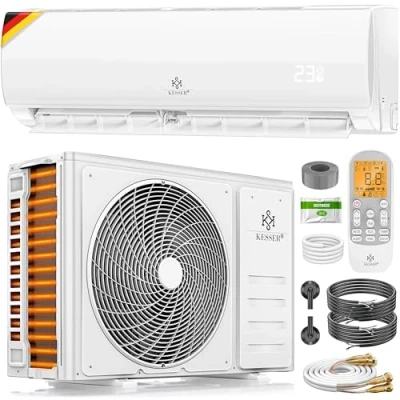 Abbildung von KESSER® Split Klimaanlage Set Quick Connect 9000 BTU 2,6 kW WiFi &amp; App Klimagerät mit Heizfunktion Kühlmodus Wandklimaanlage, Kupferleitung Kältemittel R32 Inkl. Montagematerial