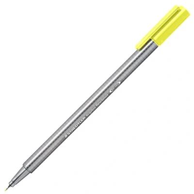 Abbildung von Staedtler 334 10 Fineliner triplus Dreikantschaft im Kartonetui, metallgefasste Spitze, circa 0,3 mm, Stück, Lichtgelb