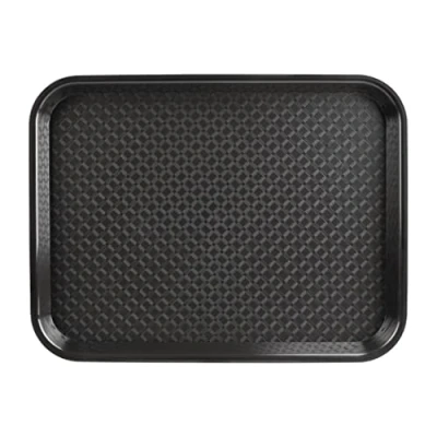 Abbildung von Olympia Kristallon Fast Food Tablett, kleine Größe: 345 x 265 mm/ 13,5 10,5 Zoll, schwarzes Polypropylen, rechteckiges Restaurant Serviertablett aus Kunststoff, gewerbliches und Heimgebrauch, DP216