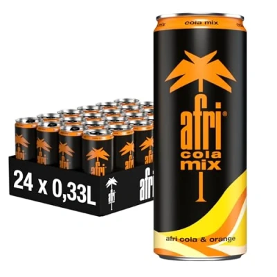 Abbildung von afri Cola Mix (Cola + Limonade) erfrischender Geschmack trifft fruchtige Orange koffeinhaltig in der praktischen Getränkedose, EINWEG (24 x 330 ml)