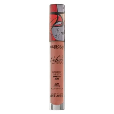 Abbildung von Deborah Milano Fluid Velvet Mat Lipstick, Nr. 1 Antique Rose Painted by Paola Turani, flüssiger Lippenstift mit mattem Effekt, langanhaltender Halt, verleiht weiche und feuchtigkeitsspendende Lippen,