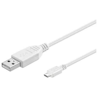 Abbildung von PremiumCord USB Micro Verbindungskabel 3m, A Stecker auf B Stecker, 2.0 High Speed Datenkabel, 5Pins, 2x geschirmt, AWG28, Farbe Weiß, Länge 3m