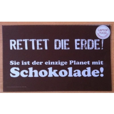 Abbildung von Rannenberg Laptoptuch aus Microfaser Reinigungstuch Rettet die Erde braun weiß