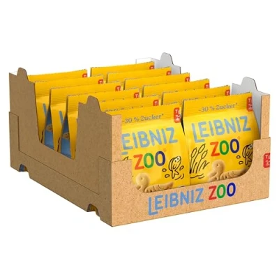 Abbildung von LEIBNIZ ZOO 30 % Zucker, 12er Pack, Butterkekse mit Motiven aus der Tierwelt, knusprige Kekse weniger Großpackung als Vorrat oder zum Verkauf (12 x 125 g)