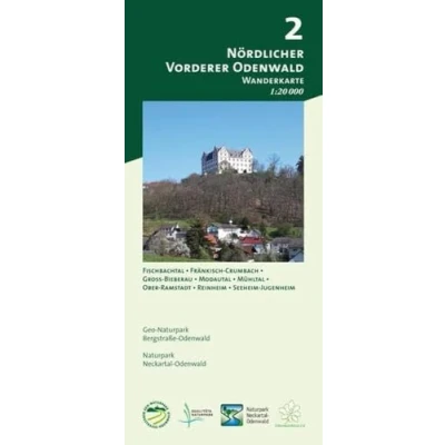 Abbildung von Blatt 2, Vorderer Nördlicher Odenwald: Wanderkarte 1:20.000. Mit Fischbachtal, Fränkisch Crumbach, Groß Bieberau, Modautal, Mühltal, Ober Ramstadt, ... und Naturpark Neckartal Odenwald)