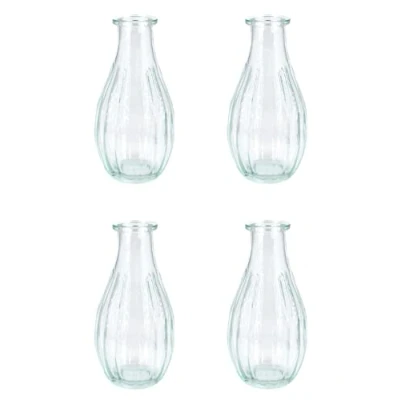 Abbildung von Creativery Dekovase, Vasen Glas gerillt 14cm klar transparent 240ml, 4er Set
