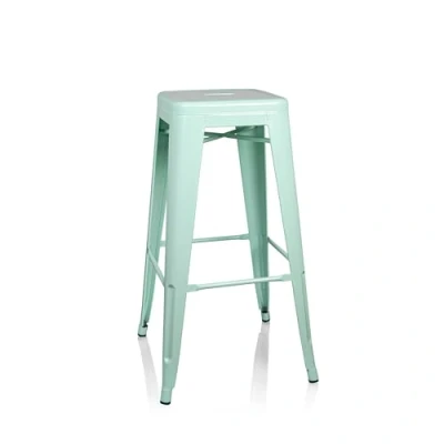 Abbildung von hjh OFFICE 645017 Barhocker VANTAGGIO HIGH Metall Pastellgrün matt Retro Hocker im Industry Design, stapelbar