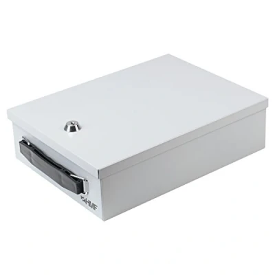 Abbildung von HMF Geldkassette Abschließbare Dokumentenkassette DIN A5, 27 x 20,5 8 cm, Lichtgrau