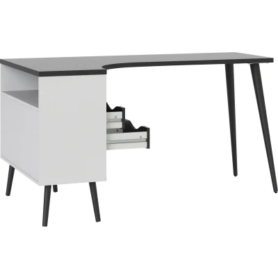 Abbildung von Home affaire Schreibtisch &quot;Oslo Arbeitstisch, Bürotisch&quot;, mit 2 Schubladen, 3 offene Fächer, Eckschreibtisch, Breite 145 cm