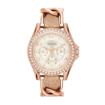 Abbildung von FOSSIL Damenuhr Riley, 38 mm Gehäusegröße, Quarz Multifunktionswerk, Edelstahlarmband