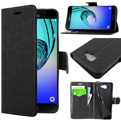 Abbildung von ebestStar kompatibel mit Samsung Galaxy A5 2016 Hülle SM A510F Kunstleder Wallet Case Handyhülle [PU Leder], Kartenfächern, Standfunktion, Schwarz [Phone: 144.8 x 71 7.3mm, 5.2&#039;&#039;]
