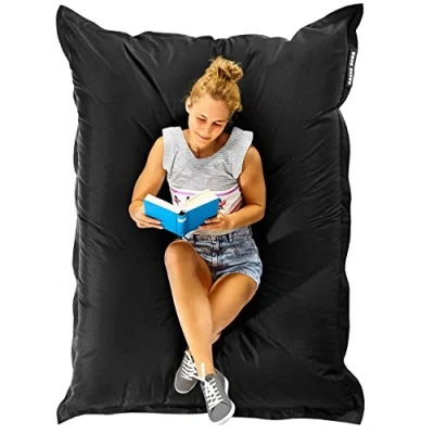Abbildung von Green Bean Riesen Sitzsack XL wetterfestes Indoor &amp; Outdoor Sitzkissen in Schwarz 120x160 cm Liegekissen mit abwaschbarem Bezug inkl. 270L EPS Perlenfüllung Made Germany