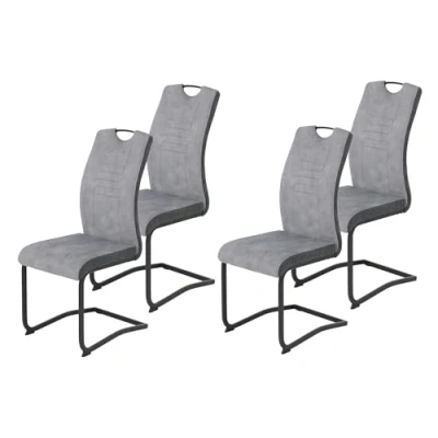 Abbildung von HELA Freischwinger &quot;RIGA&quot;, (Set), 4 St., Microfaser Webstoff, Freischwinger,Vierkantrohrgestell,mit Griff,Stoffkombination