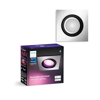Abbildung von Philips Hue White &amp; Color Ambiance Centura eckige Einbauspots 1 er Pack, dimmbare Deckenlampen für das Lichtsystem mit 16 Mio. Farben, smarte Lichtsteuerung über Sprache und App, aluminium