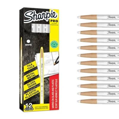 Abbildung von Sharpie Peel Off Porzellanmarker feine Spitze Weiß Schreibt auf Glas, Porzellan und Plastik 12 Stück Wachsmarker