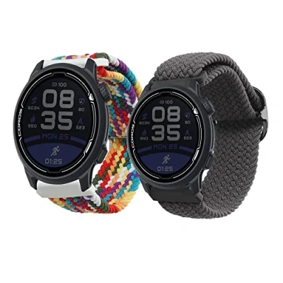 Abbildung von kwmobile 2X Sportarmband kompatibel mit COROS PACE 2 / APEX (42mm) Armband Sport Ersatzarmband Set aus Nylon für Fitnesstracker Grau Mehrfarbig