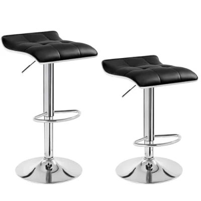 Abbildung von WOLTU BH28sz 2 2X Barhocker 2er Set Barstuhl Tresenhocker, aus hochwertigem Kunstleder, verchromter Stahl, Antirutschgummi,gut gepolsterte Sitzfläche, Schwarz